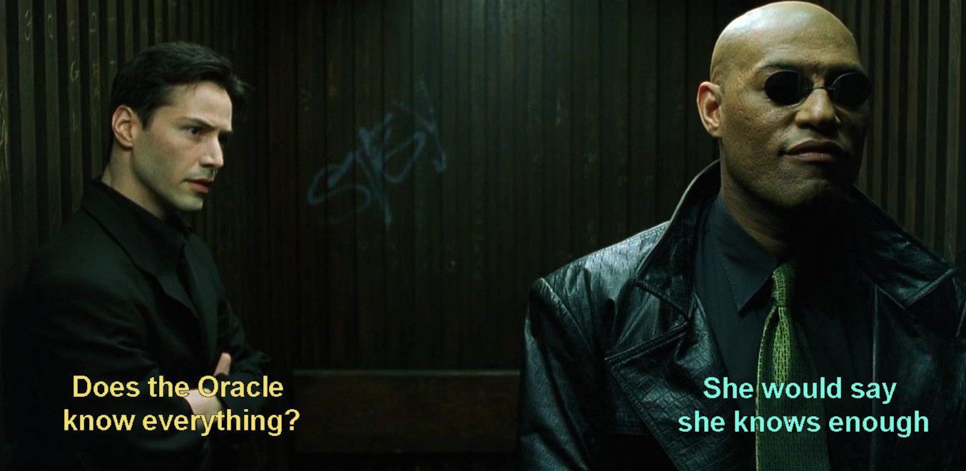 Neo and Morpheus talk about the Oracle